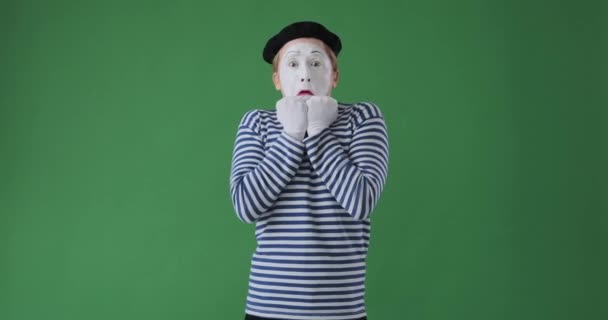 Worried mime artist feeling scared - Footage, Video