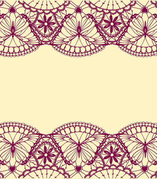 frame with lace ornamental vector pattern with butterfly and flowers - Vetor, Imagem