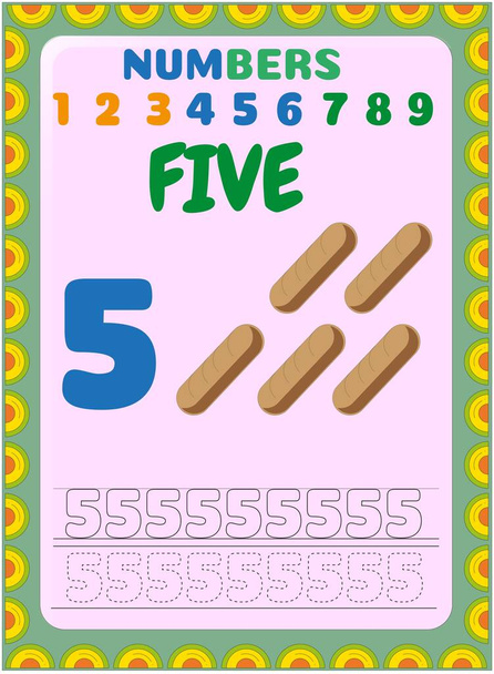 Matemáticas preescolares y de niños pequeños con diseño de tostadas
 - Vector, Imagen