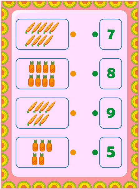 Matematika školky a batolat s ananasem a mrkvovým designem - Vektor, obrázek