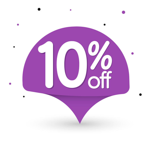 Sale 10% off tag, speech bubble banner design template, special offer, discount tag, app icon, vector illustration - Vector, Image