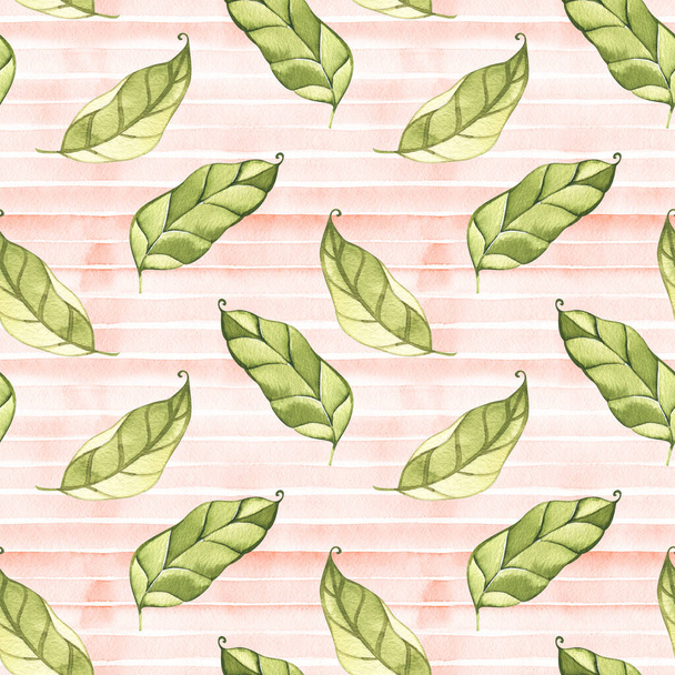 Spring tender green leaves, watercolor, pattern, abstract, wallpaper. - Фото, зображення