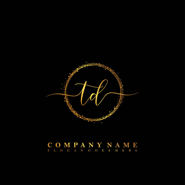 Initial letter TD beauty handwriting logo vector - Vector, Image