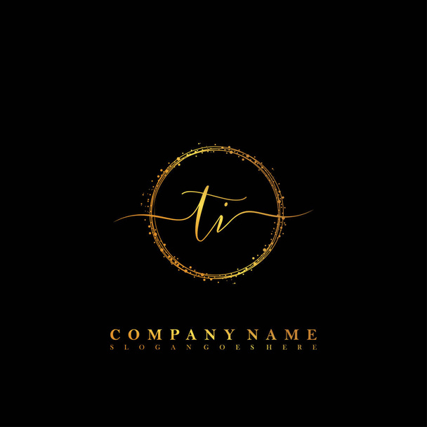 Lettre initiale TI beauté écriture logo vecteur - Vecteur, image