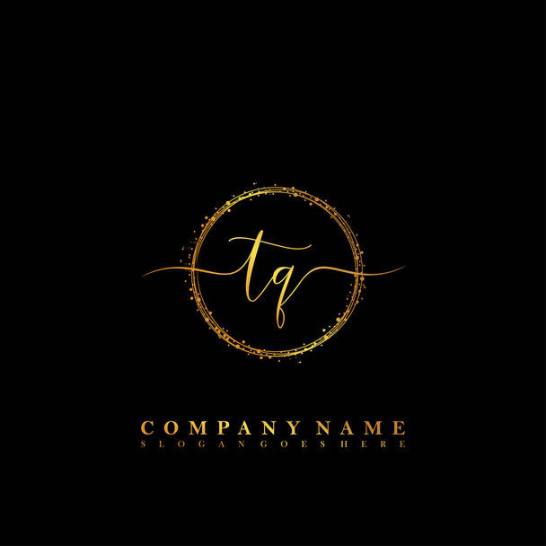 Initial letter TQ beauty handwriting logo vector - Vector, Image