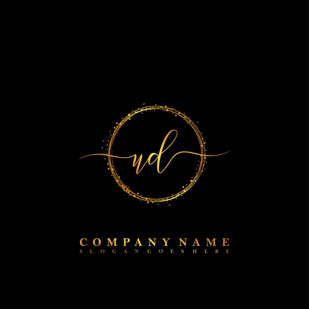 Initial letter UD beauty handwriting logo vector - Vector, Image