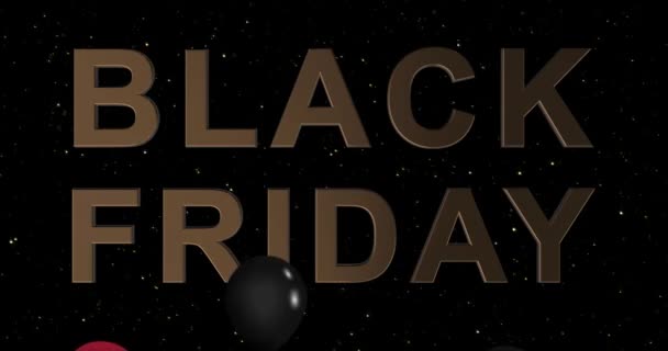 Venerdì nero Pubblicità con coriandoli d'oro e palloncini in bianco e nero Sfondo Animazione 4k - Filmati, video