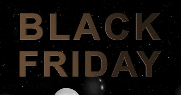 Μαύρη Παρασκευή Διαφήμιση με χρυσά κομφετί και ασπρόμαυρα μπαλόνια φόντο κινουμένων σχεδίων 4k - Πλάνα, βίντεο