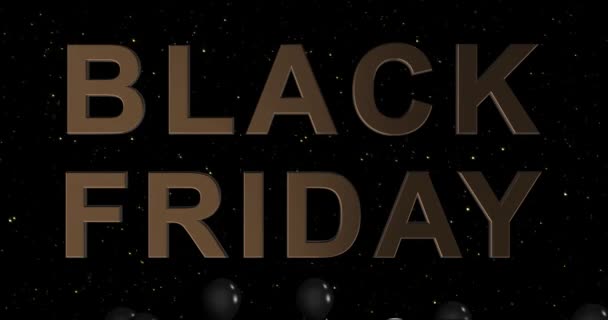 Publicité Black Friday avec confettis dorés et ballons noir et blanc Animation de fond 4k - Séquence, vidéo