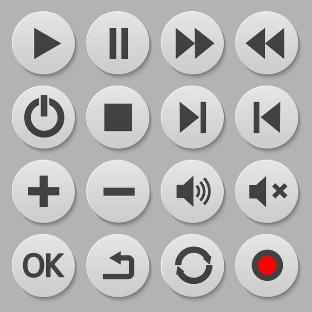 Set of navigation round buttons of clicker  - Vector, Image