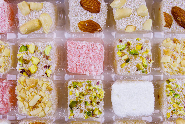 Assortment turkish delight in a box close-up - Photo, Image