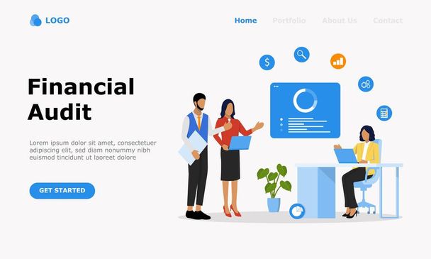 Financial Audit Vector Illustration Concept, Geschikt voor web landing page, ui, mobiele app, redactioneel ontwerp, flyer, banner, en andere aanverwante gelegenheden - Vector, afbeelding
