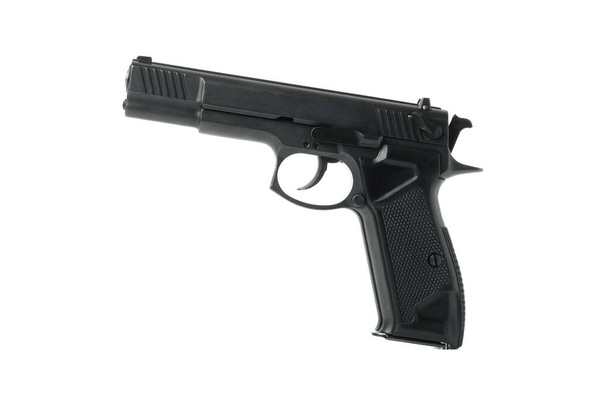 Pistolet traumatique noir isolé sur fond blanc - Photo, image