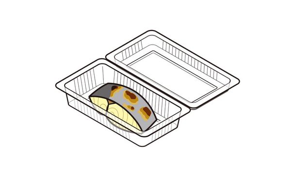 Maquereau espagnol japonais grillé dans un paquet alimentaire - Vecteur, image