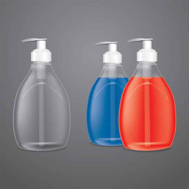 Realistic bottles set for liquid soap. - Vector, Image