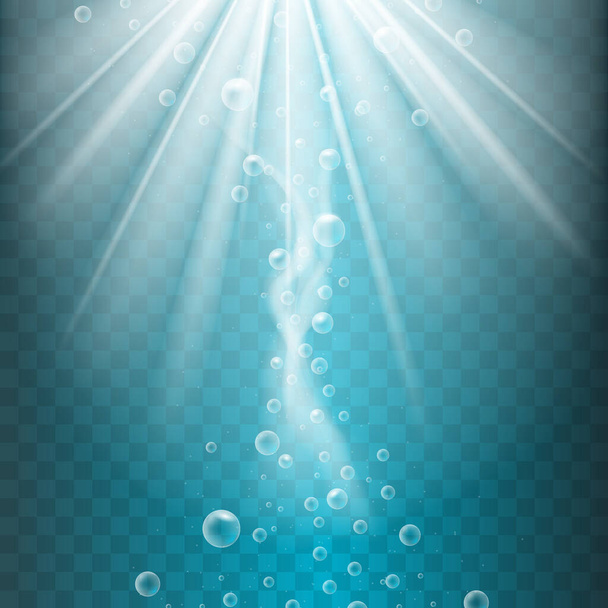 Blauwe onderwater sissende luchtbellen  - Vector, afbeelding
