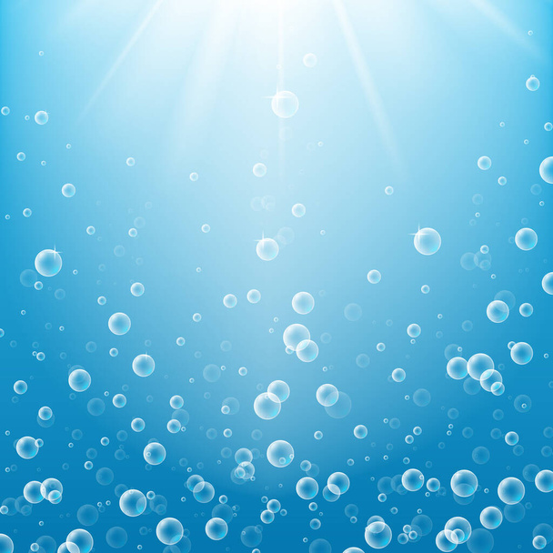 Transparante luchtbellen onder de stralen - Vector, afbeelding