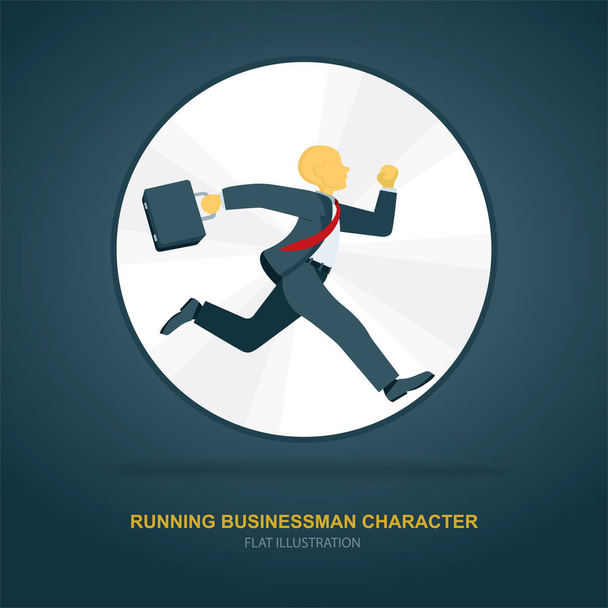 Running businessmen character in circle. Runner cartoon character vector illustration. - Vector, Image