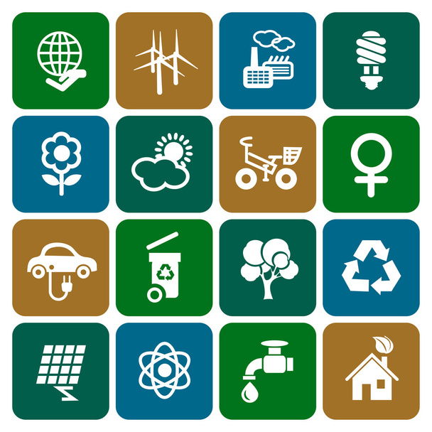 conjunto de ícones de ecologia - Vetor, Imagem