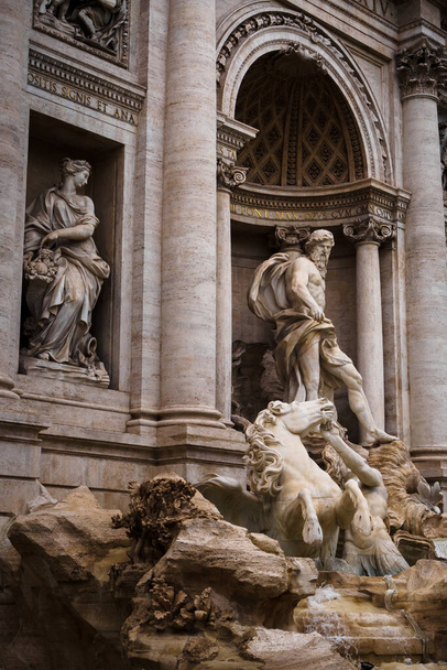 Statue of Neptune in the Trevi Fountain in Rome, Italy - Photo, Image