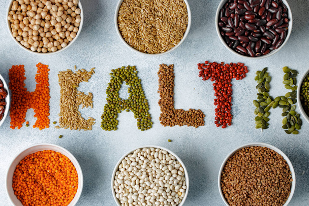 Word Health made of mix of grains and beans - 写真・画像