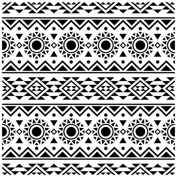 Απρόσκοπτη έθνικ μοτίβο υφασμάτινη σχεδίαση εικόνων-εικονογράφηση σε μαύρο λευκό χρώμα - Διάνυσμα, εικόνα