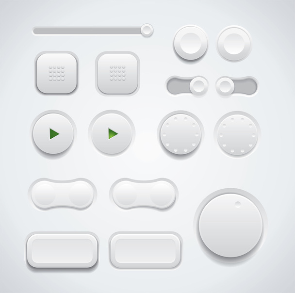 Ui button set including buttons and switches - Vetor, Imagem