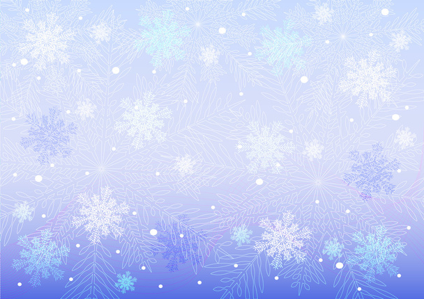 hópelyhek kék háttérrel - Vektor, kép