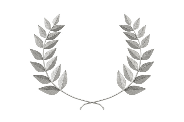 Silver Laurel Wreath Winner Award sur fond blanc. Rendu 3d - Photo, image