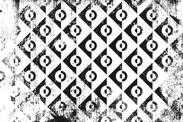 Grunge abstraktes geometrisches Muster. Horizontaler Schwarz-Weiß-Hintergrund. - Vektor, Bild