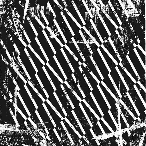 幾何学的なストライプのグラウンジパターン。正方形の黒と白の背景. - ベクター画像