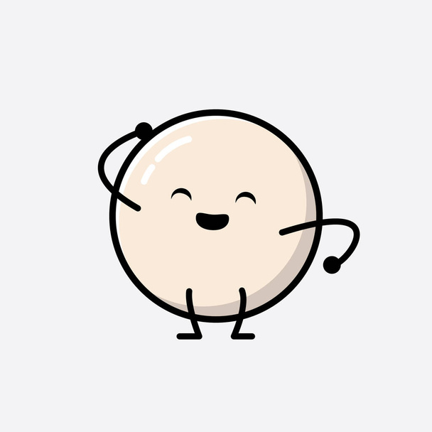 An illustration of Cute White Ball Mascot Vector Character in Flat Design Style - Вектор,изображение