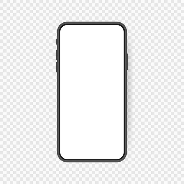 現実的なスマートフォンのブランクスクリーン、透明背景に隔離された電話のモックアップ。インフォグラフィックやプレゼンテーションのテンプレートUIデザインインターフェイス. - ベクター画像