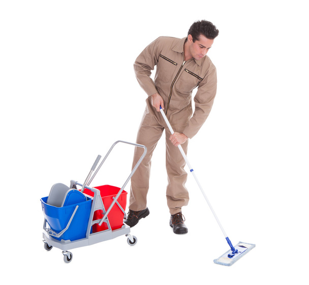 Male Sweeper Cleaning Floor - Valokuva, kuva