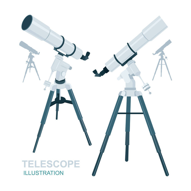 Teleszkóp. Realisztikus teleszkóp vektor illusztrációk készlet. - Vektor, kép