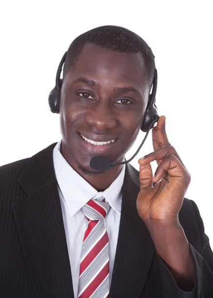 African Businessman Wearing Headset - Фото, изображение