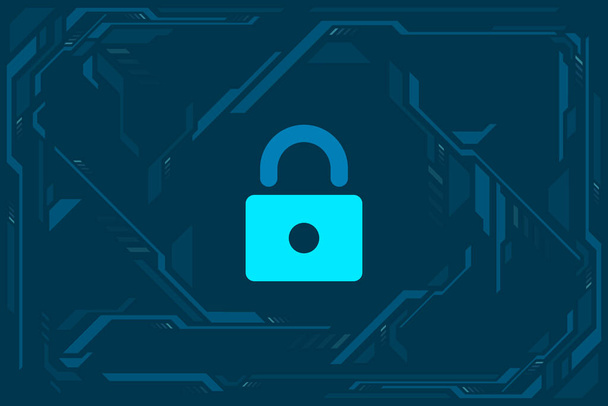 Cyber security illustration, lock symbol on circuit digital concept. - Vector, Image