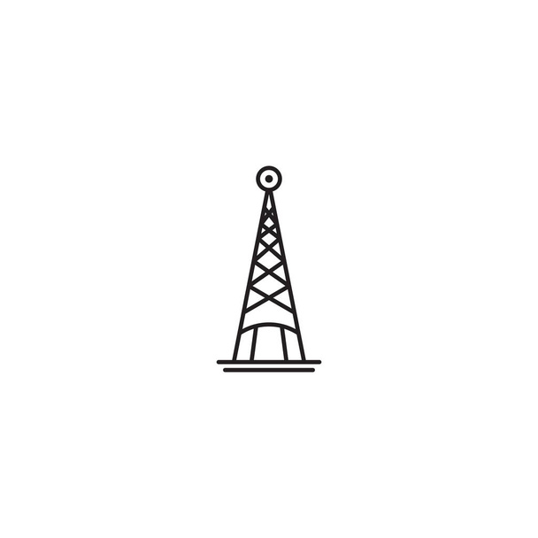 Rádió torony lineáris logó ikon design sablon vektor illusztráció - Vektor, kép