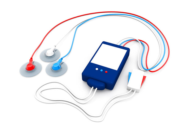 Maszyna EKG na białym tle.Ilustracja 3d  - Zdjęcie, obraz