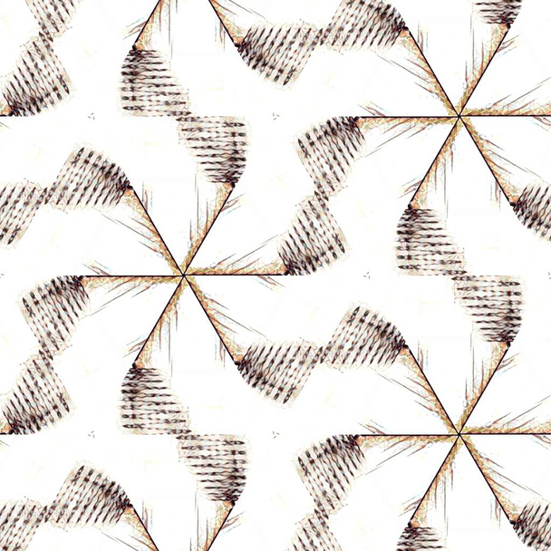gedetailleerde schets patronen en ontwerpen op basis van zeshoekig mozaïek met rimpel effect van water reflecties op witte achtergrond en bokeh kleurrijke lagen - Foto, afbeelding