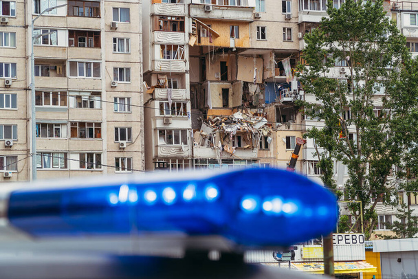 KYIV, UKRAINE - June 21, 2020. Explosion of an apartment building. Rescuers are looking for people under the rubble. - Φωτογραφία, εικόνα