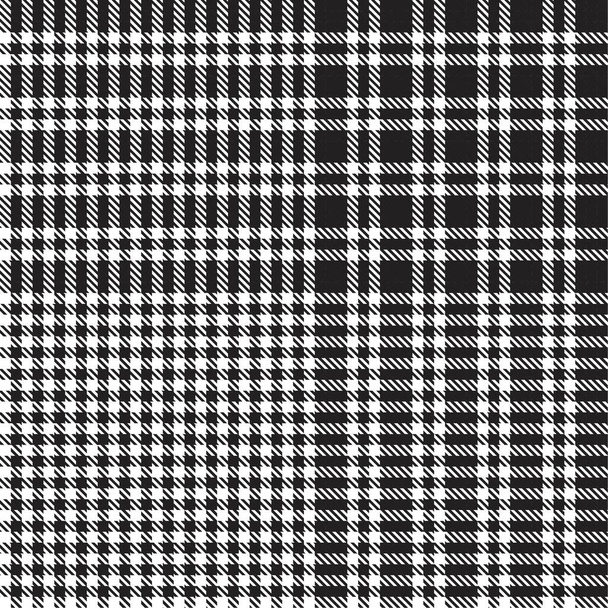 Czarno-biały Glen Plaid teksturowany bezszwowy wzór nadaje się do tekstyliów mody i grafiki - Wektor, obraz