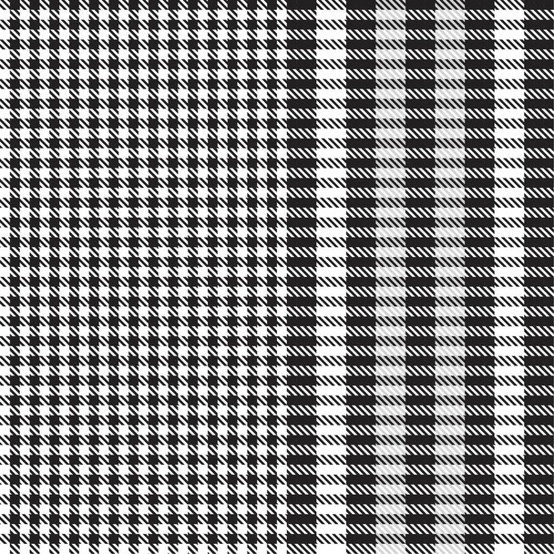 Fekete-fehér Glen Plaid texturált zökkenőmentes minta alkalmas divat textil és grafika - Vektor, kép