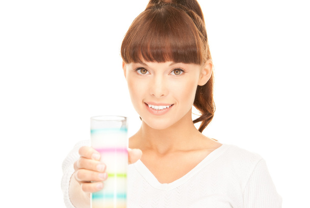 Lovely woman with glass of milk - Zdjęcie, obraz