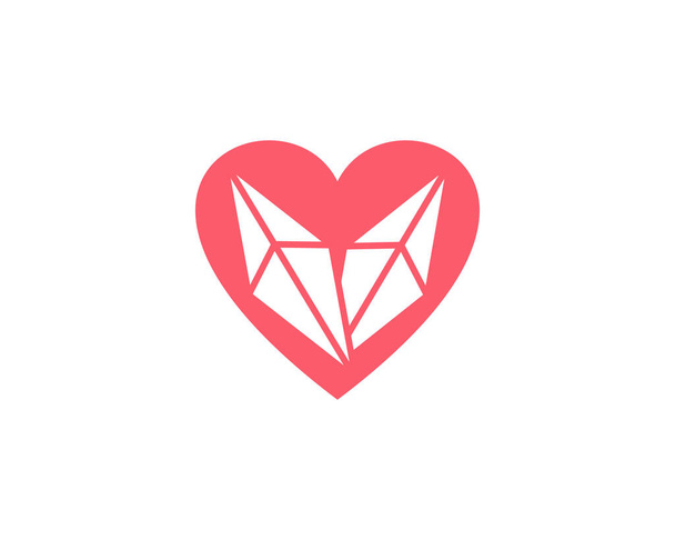 Modèle vectoriel de conception de logo Love Diamond, concept de logo Creative Diamond - Vecteur, image