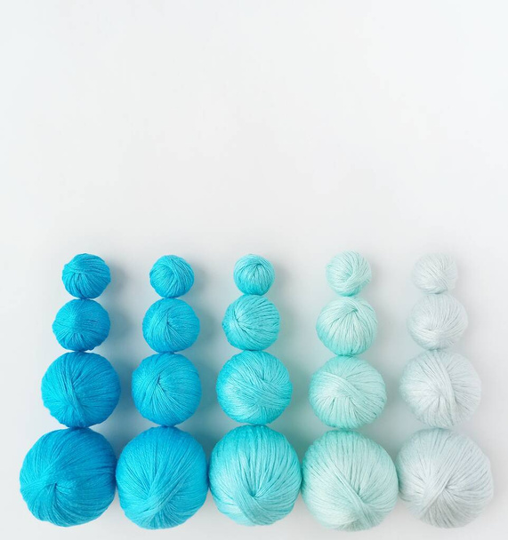 Blue balls of yarn isolated on white background - Foto, Bild