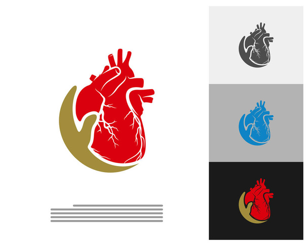 Modelo do vetor do logotipo do cuidado do coração, conceitos criativos do projeto do logotipo do coração humano
 - Vetor, Imagem