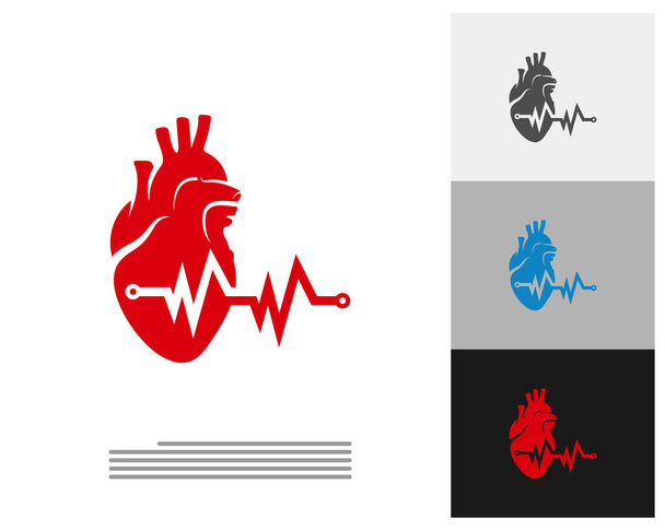 Modelo do vetor do logotipo do pulso do coração, conceitos criativos do projeto do logotipo do coração humano
 - Vetor, Imagem