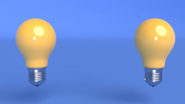 Ampoule exceptionnelle parmi les ampoules bleues Concept d'entreprise Design d'intérieur Idée créative Lampe incandescente pulse - Séquence, vidéo
