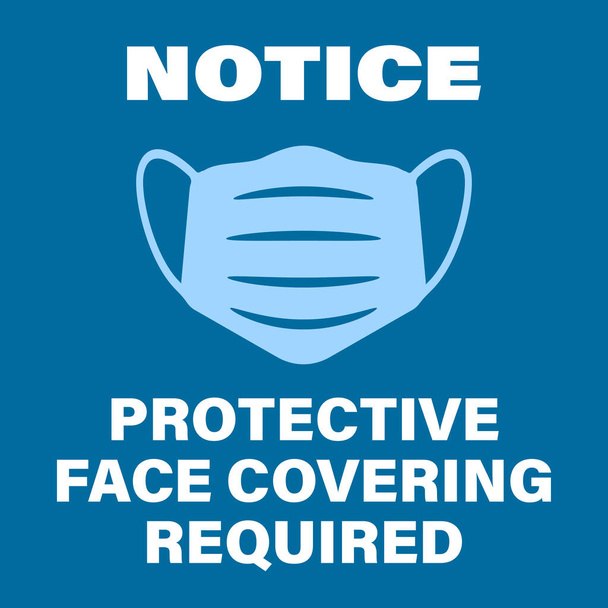 modrý ochranný kryt obličeje požadovaný znak se symbolem masky obličeje - Vektor, obrázek